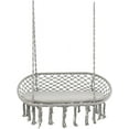thumbnail image 1 of ZOPan 2-Seat Hammock Chair, Macrame Swing with Cushion, Hanging Cotton Ropes, Metal Frame, Hanging Chair with 440 Lbs Capacity for Hammock Stand, Living Room, Patio, Balcony, Backyard (Gray), 1 of 18