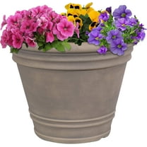 ZOPan 20-Inch Franklin Large Plant Pot - Polyresin Round Outdoor Planter with Drillable Drainage Hole - Beige