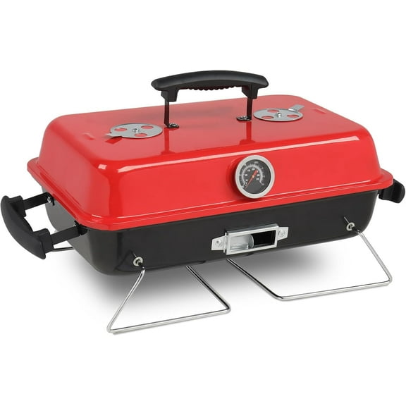 ZOPan 20'' Portable Charcoal Grill with Thermometer & Handle, Metal Compact Tabletop BBQ Grill, Outdoor Cooking Barbecue for Camping Travel Picnic Patio