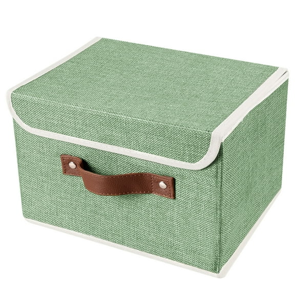 ZOPan 2Pc Foldable Storage Bins Set Baskets Boxes Cubes Organizer Box Containers w/Lid, Large ( 15*10*10" )m, Green