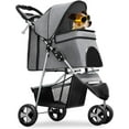 thumbnail image 1 of ZOPan 3-Wheel Pet Stroller, Foldable Travel Jogger for Small & Medium Dogs & Cats (Up to 33lbs), Lightweight Carrier with Breathable Mesh Cover, Cup Holder & Storage Basket, Gray, 1 of 11