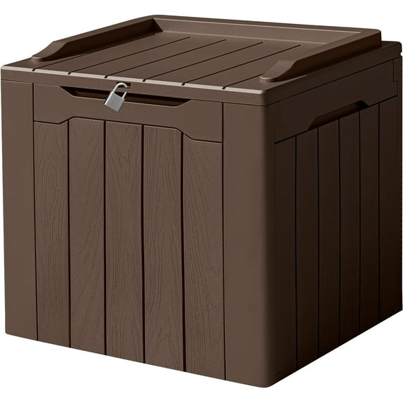 ZOPan 31 Gallon Waterproof Outdoor Storage Box Resin Deck Box Lockable and UV Resistant for Patio Furniture,Garden Tools (Brown)