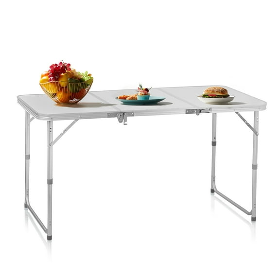 ZOPan 4 ft Aluminum Folding Table Portable Indoor Outdoor Picnic Camping Dinner Table