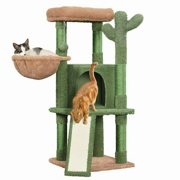 ZOPan 42 H Cute Cat Tree Cactus Cat Tower with Condo Scratching Posts for Indoor Cat