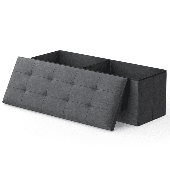 ZOPan 43" Gray Rectangular Fabric Storage Ottoman Bench Bedroom Upholstered Footstool