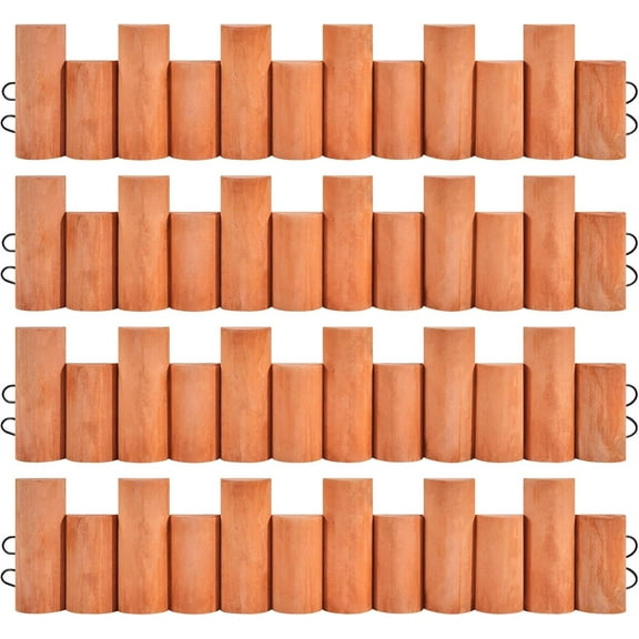 ZOPan 4pcs Garden Wooden Short Fence,Outdoor Landscape Edging Flexible Decorative Border, No-Dig Wood Fences for Spring Yard Patio Pathway Lawns Courtyard Maintenance - 132in