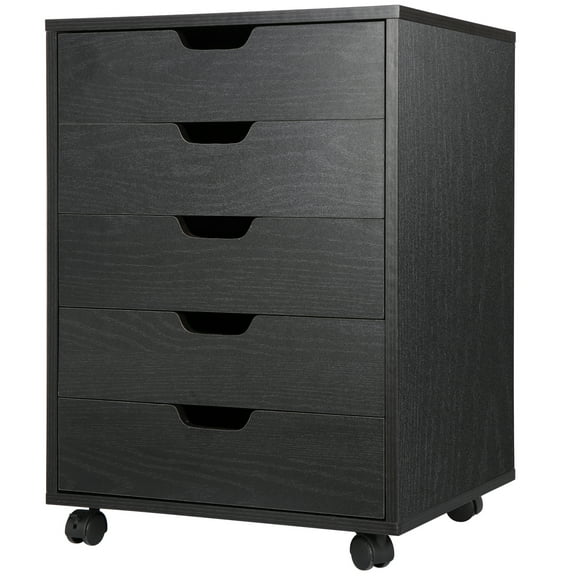 ZOPan 5 Drawer Storage Cabinet Organization Bedroom Entryway W/ Wheels 360°, Type-Wall Storage, Style-Modern, Black