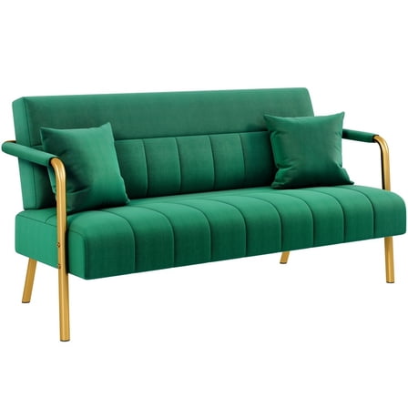 ZOPan  56.6″W Modern Loveseat 2 Seater Sofa Luxurious Velvet Fabric Small Couch Home-Green