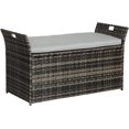 thumbnail image 1 of ZOPan 90 Gallon Patio Storage Bench, Outdoor Wicker Deck Box with Cushion, PE Rattan Box with Handles (Grey), 1 of 5