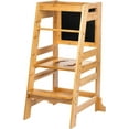 thumbnail image 1 of ZOPan Bamboo Adjustable Height Kitchen Step Stool, Learning Tower & Helper Stool for Bathroom, Kitchen Counter - Designed Growth and Independenc, Nature, 1 of 7