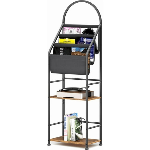 ZOPan Bookshelf with 3 Tier Vinyl Holder Display Shelf, Record Storage Organizer Rack