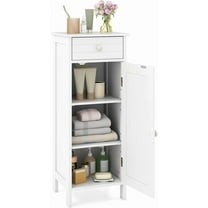 ZOPan Floor Storage Cabinet, Multifunctional Bathroom Storage Cabinet with 2 Adjustable Shelves, Ideal for Bathroom, Living Room, 14 x 12 x 34.5 inches (White)