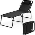 thumbnail image 1 of ZOPan Folding Chaise Lounge Chair, Sun Tanning Chair with Adjustable Reclining Back, Outdoor Recliner Chair for Pool, Beach, Patio, Lawn (Black No Pocket), 1 of 9