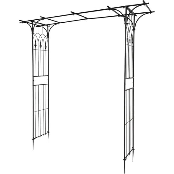 ZOPan Garden Arbor, Arch Archway for Wedding Ceremony Party, Steel Garden Trellis for Plant Climbing, Christmas Decorations Pergola for Backyard, Lawn (Black)