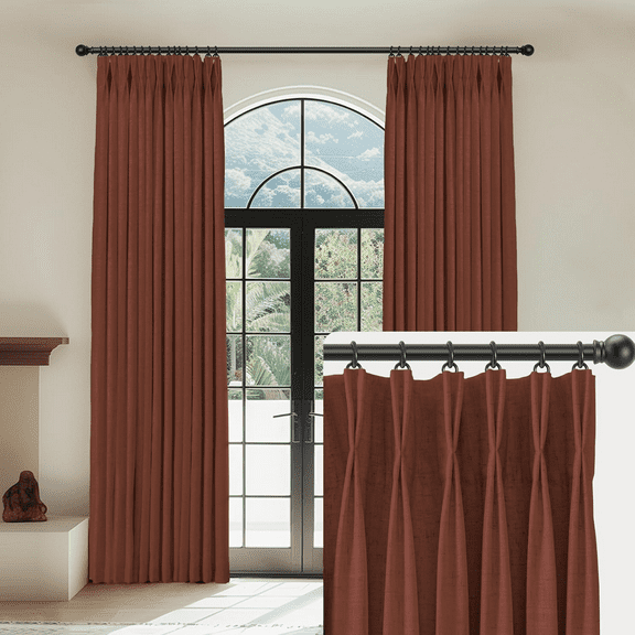 ZOPan Linen Pinch Pleated Curtains Blackout 100% Black Out Curtains 108 Inches Long 2