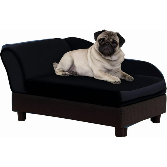 ZOPan Luxury Fancy Dog Couch with Hidden Storage, Small Dog Sofa Bed with 2" Soft Foam, Modern Pet Furniture for Puppies & Little Breeds, Black
