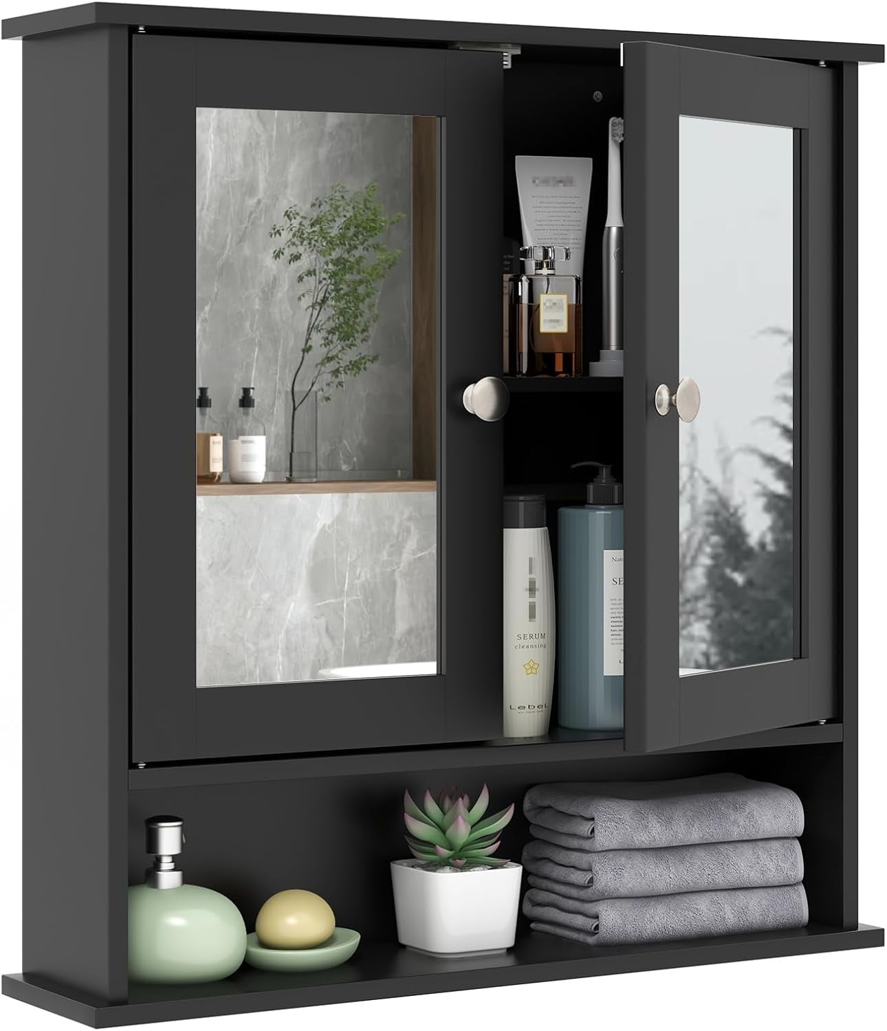 ZOPan Modern Bathroom Wall Cabinet with Mirror, Wall Mounted Medicine ...
