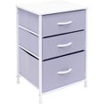 thumbnail image 1 of ZOPan Nightstand Storage Organizer with 3 Drawers - Kids Girls, Boys Bedroom Furniture Storage Chest for Clothes, Closet Organization - Steel Frame, Wood Top, Tie-dye Fabric Bin-Pastel Purple, 1 of 8