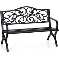 ZOPan Outdoor Bench Antique Garden Bench Cast Iron Metal Chairs for Patio Porch 50'',Black