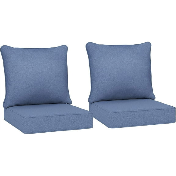 ZOPan Outdoor Chair Cushions Set of 2, Fade Resistant, 24 x 24 in Deep Seat, Patio Cushions for Chair, Sofa, and Outdoor Furniture, Blue