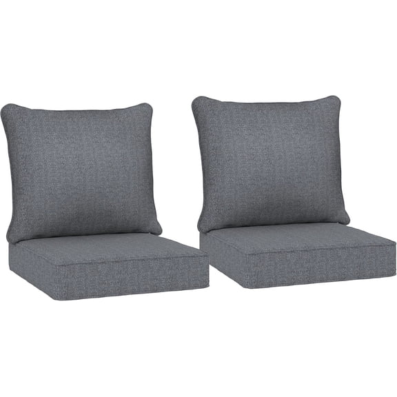 ZOPan Outdoor Chair Cushions Set of 2, Fade Resistant, 24 x 24 in Deep Seat, Patio Cushions for Chair, Sofa, and Outdoor Furniture, Gray