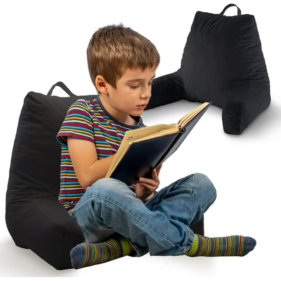 ZOPan Reading Pillow with Arms – Portable Bed Pillow for Sitting Up & Support, Foam-Filled Back Rest Pillow for Sitting in Bed & Couch, Machine Washable-Black