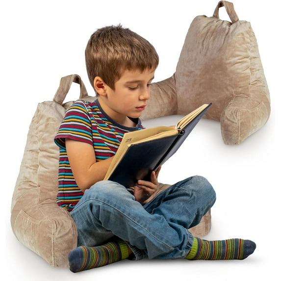 ZOPan Reading Pillow with Arms – Portable Bed Pillow for Sitting Up & Support, Foam-Filled Back Rest Pillow for Sitting in Bed & Couch, Machine Washable-Taupe