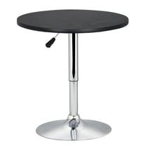 ZOPan Round Bar Table, Adjustable Height and 360° Swivel Pub Tables, Cocktail Table with MDF Top, Silver Leg Base for Bar, Bistro.Black