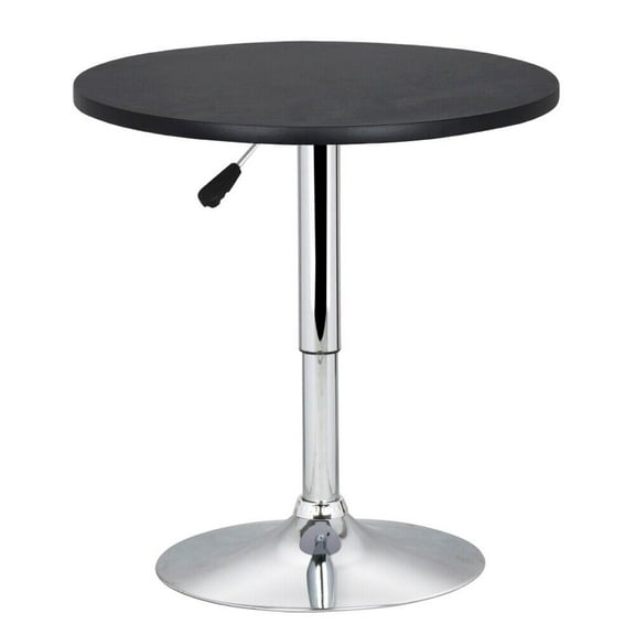 ZOPan Round Bar Table, Adjustable Height and 360° Swivel Pub Tables, Cocktail Table with MDF Top, Silver Leg Base for Bar, Bistro.Black