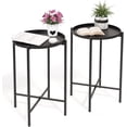 thumbnail image 1 of ZOPan Round Metal Side Table with Removable Tray, Outdoor Patio Coffee Table, Waterproof End Table for Small Spaces, Outdoor Patio, Living Room, Bedroom, Balcony (X-Brace & Non-Slip Pads) (2, Black), 1 of 6