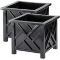 thumbnail image 1 of ZOPan Set of 2 Chippendale Planter Boxes, Black, Outdoor Décor – Plant Holder for Garden, Patio and Lawn, Weather-Resistant Polypropylene – 14 ¾” sq. x 13 ¼ H Overall, 1 of 6