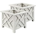 thumbnail image 1 of ZOPan Set of 2 Chippendale Planter Boxes, White – Outdoor Flower Holder for Garden, Patio and Lawn – 14 ¾” sq. x 13 ¼ H Overall, 1 of 10