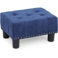 thumbnail image 1 of ZOPan  Small Foot Stool, Tufted Ottoman Stools with Nailhead Trim & Legs, PU Leather Ottoman Footrest with Storage, Stable Footstool for Couch, Living Room, Bedroom, 440lbs Capacity-Navy Blue, 1 of 8