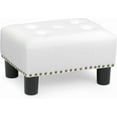 thumbnail image 1 of ZOPan Small Foot Stool, Tufted Ottoman Stools with Nailhead Trim & Legs, PU Leather Ottoman Footrest with Storage, Stable Footstool for Couch, Living Room, Bedroom, 440lbs Capacity-White, 1 of 8