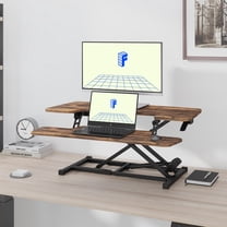 ZOPan Standing Desk Converter 35'' Height Adjustable with Keyboard Tray,Rustic