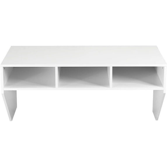 ZOPan Wall Mounted Desk Floating Computer Desk, Writing Study Table W/3 Storage Shelves, Laptop PC Table for Living Room, Bedroom, Office-White