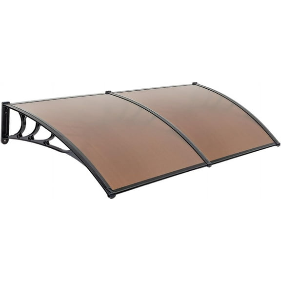 ZOPan Window Awning Door Canopy 40"x 80", Whole Piece Polycarbonate Cover Front Door Outdoor Patio Awning Canopy UV Rain Snow Sunlight Protection Hollow Sheet (Brown Board & Black Bracket)