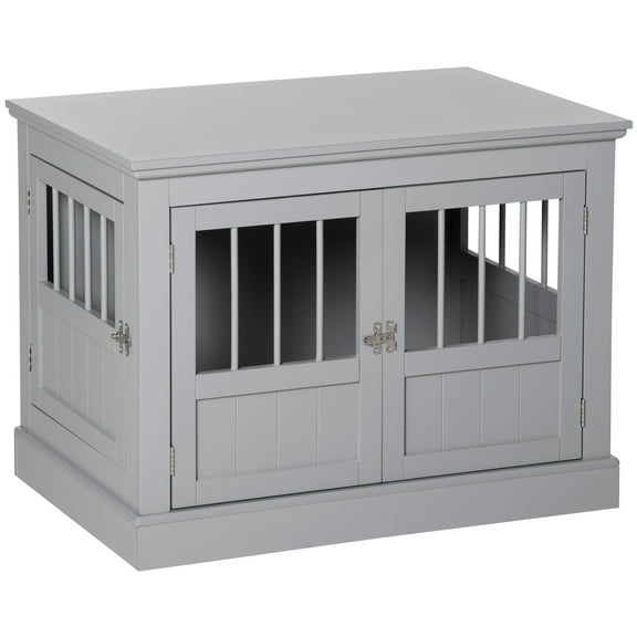 ZOPan Wooden Dog Crate - Indoor Furniture Pet Cage with Magnetic Doors, Stylish & Functional for Home Use,Dark Grey