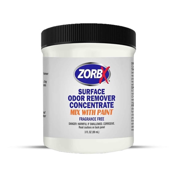 ZORBX 3 Oz Concentrate Surface Odor Remover Paint Additive - Fragrance Free Odor Remover for Smoke, Mildew, Fire Damage, Cooking & Pet