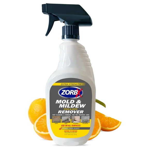 ZORBX All Purpose Extra Strength 24oz Mold & Mildew Remover Spray - Strong Stain & Odor Remover for Bathroom, Shower, Carpet, Wood, Floor & Car