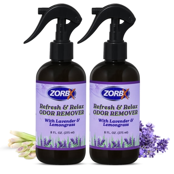 ZORBX Odor Remover Air Freshener with Lavender & Lemongrass 8 oz Fabric Freshener Spray for Home, Car & Clothes (2 Pack)