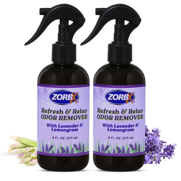 ZORBX Odor Remover Air Freshener with Lavender & Lemongrass 8 oz Fabric Freshener Spray for Home, Car & Clothes (2 Pack)