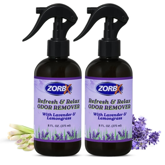 ZORBX Odor Remover Air Freshener with Lavender & Lemongrass 8 oz Fabric Freshener Spray for Home, Car & Clothes (2 Pack)