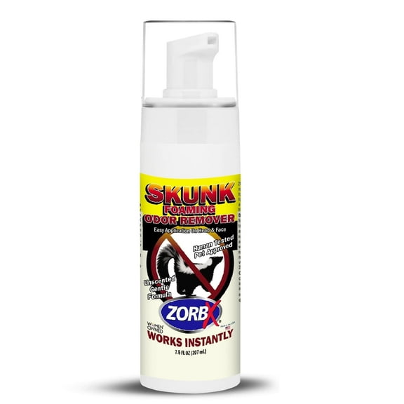 ZORBX Unscented Skunk Odor Remover Foam 7.5oz Fast-Acting Skunk Odor Eliminator – Extra Strength Pet Deodorizer for Dogs, House, Car, Clothes & Furniture