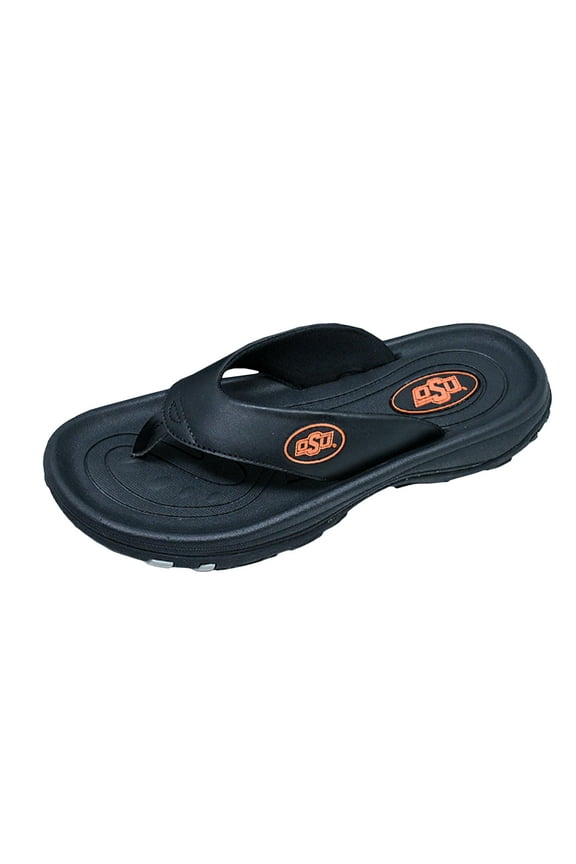 Collegiate Series Golf Sandals for Women and Men, Thong Flip Flops With Removable Spikes, Golf Footwear With Deeper Heel Cup and Higher Sidewalls, Black, Oklahoma State, Mens 10/Womens 12