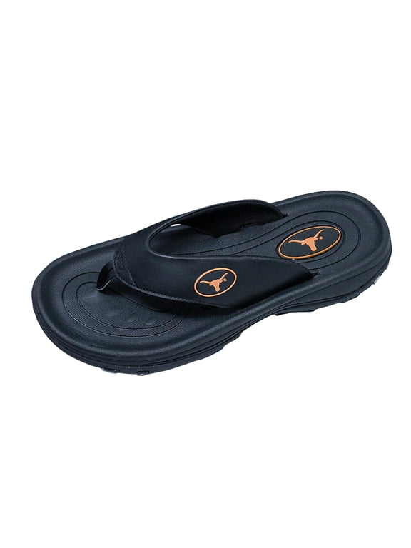 Collegiate Series Golf Sandals for Women and Men, Thong Flip Flops With Removable Spikes, Golf Footwear With Deeper Heel Cup and Higher Sidewalls, Black, Texas, Mens 13