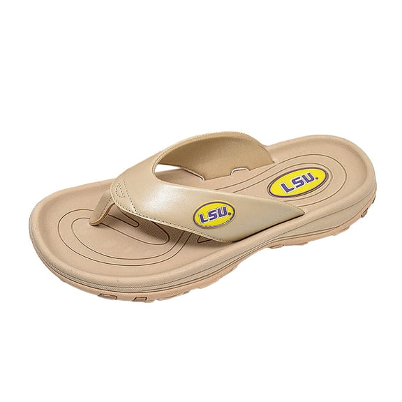 ZORIZ Collegiate Series Golf Sandals for Women and Men, Thong Flip Flops With Removable Spikes, Golf Footwear With Deeper Heel Cup and Higher Sidewalls, Tan, LSU, Men’s 13