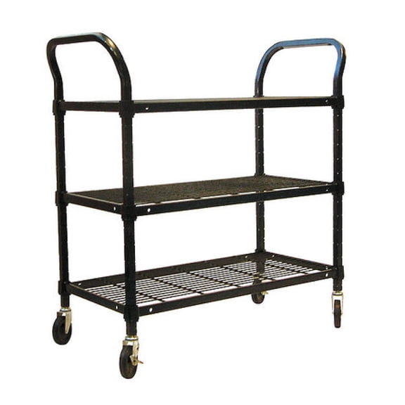 ZORO SELECT 2HDJ8 Wire Cart,3 Shelf,60x24x39,Black