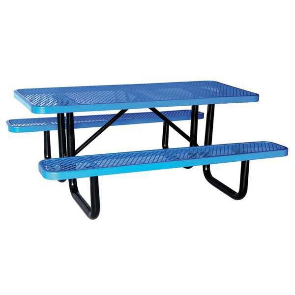 72" Blue Galvanized Steel Outdoor Picnic Table