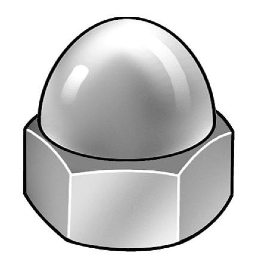 Sim Supply Cap Nut,#10-24,Brass,Nickel,PK25  CPB060